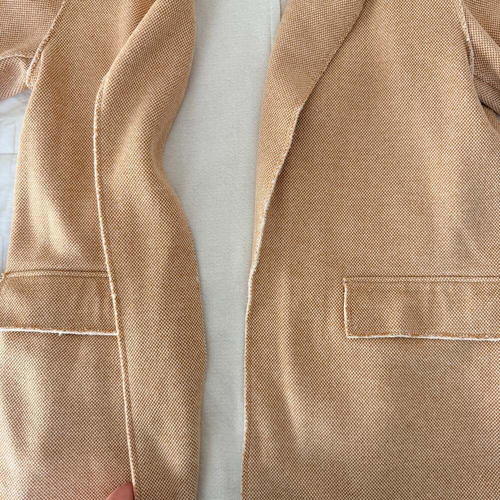 Topshop Beige Unstructured Blazer Raw Hem Minimalist Layering Jacket - Picture 6 of 8
